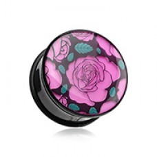 Glow in the Dark Romantic Roses Single Flared Ear Gauge Plug