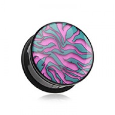 Glow in the Dark Dainty Zebra Stripes Single Flared Acrylic Ear Gauge Plug