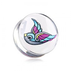 Flying Sparrow Clear UV Double Flared Ear Gauge Plug