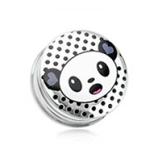 Adorable Baby Panda Clear UV Double Flared Ear Gauge Plug