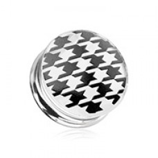 Houndstooth Clear UV Double Flared Ear Gauge Plug