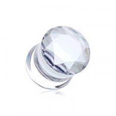 Double Sided Faceted Cubic Zirconia Double Flared Ear Gauge Plug 