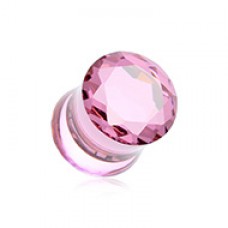 Double Sided Faceted Cubic Zirconia Double Flared Ear Gauge Plug 