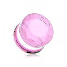 Faceted Pyrex Glass Gemstone Double Flared Ear Gauge Plug 