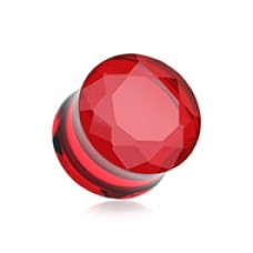 Faceted Pyrex Glass Gemstone Double Flared Ear Gauge Plug 