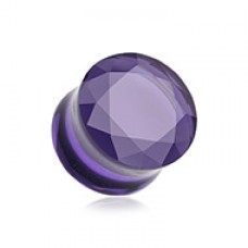 Faceted Pyrex Glass Gemstone Double Flared Ear Gauge Plug 