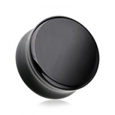 Black Agate Natural Stone Double Flared Ear Gauge Plug