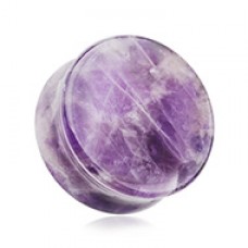 Amethyst Natural Stone Double Flared Ear Gauge Plug