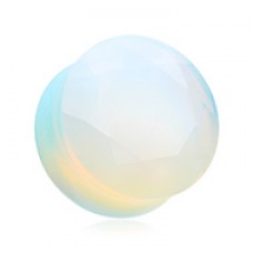 Faceted Opalite Stone Double Flared Ear Gauge Plug