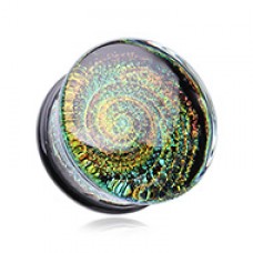 Dichroic Glass Galaxy Iridescent Double Flared Plug