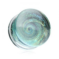 Dichroic Glass Galaxy Iridescent Double Flared Plug