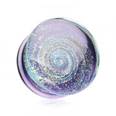 Dichroic Glass Galaxy Iridescent Double Flared Plug