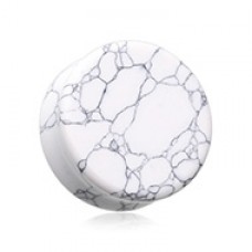 White Howlite Stone Double Flared Ear Gauge Plug