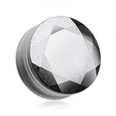 Faceted Hematite Stone Double Flared Ear Gauge Plug