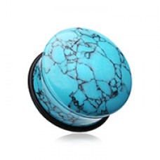 Convex Turquoise Single Flared Ear Gauge Plug