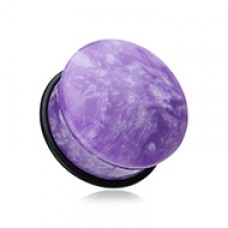 Convex Purple Howlite Single Flared Ear Gauge Plug