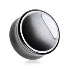 Concave Hematite Stone Double Flared Ear Gauge Plug