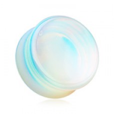 Concave Opalite Stone Double Flared Ear Gauge Plug