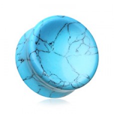 Concave Turquoise Howlite Stone Double Flared Ear Gauge Plug