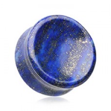 Concave Lapis Natural Stone Double Flared Ear Gauge Plug