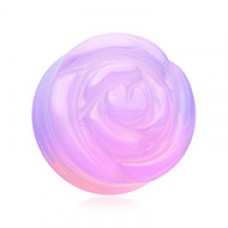 Blooming Rose Lavender Opalite Double Flared Ear Gauge Plug