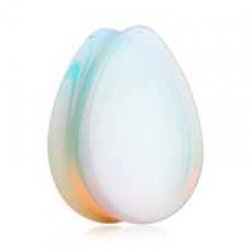 Teardrop Opalite Stone Double Flared Ear Gauge Plug