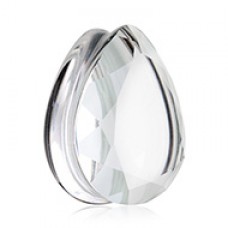 Faceted Single Side Glass Double Flared Tear Drop Ear Gauge Plug