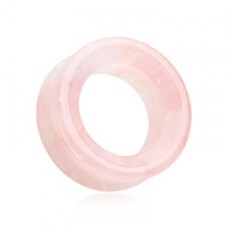 Pink Rose Quartz Stone Double Flared Eyelet Tunnel Ear Gauge Plug