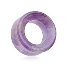 Amethyst Stone Double Flared Eyelet Tunnel Ear Gauge Plug