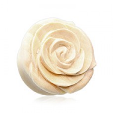 Organic Blooming Rose Crocodile Wood Double Flared Ear Gauge Plug