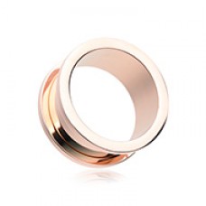 Rose Gold Steel Screw-Fit Ear Gauge Tunnel Plug