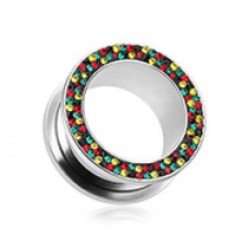 Multi-Sprinkle Dot Rasta Multi Gem Screw-Fit Ear Gauge Tunnel Plug