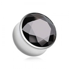 Hollow Magnum CZ Press Fit Double Flared Ear Gauge Plug