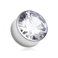 Hollow Magnum CZ Press Fit Double Flared Ear Gauge Plug