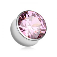 Hollow Magnum CZ Press Fit Double Flared Ear Gauge Plug