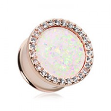 Rose Gold Opal Elegance Multi-Gem Ear Gauge Plug
