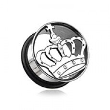 Medieval Crown Hollow Steel Single Flared Ear Gauge Plug