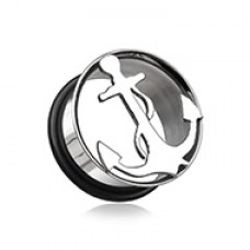 Classic Anchor Hollow Steel Single Flared Ear Gauge Plug