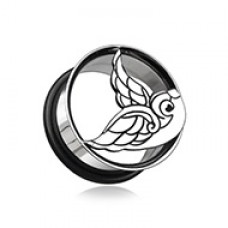 Flying Swallow Hollow Steel Single Flared Ear Gauge Plug