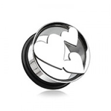 Triple Heart Hollow Steel Single Flared Ear Gauge Plug