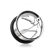 Swallow Hollow Steel Single Flared Ear Gauge Plug