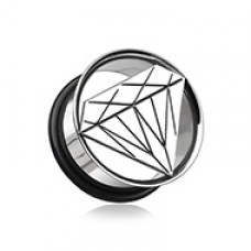 Diamond Cut Hollow Steel Single Flared Ear Gauge Plug