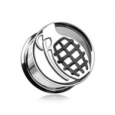 Grenade Hollow Steel Double Flared Ear Gauge Plug
