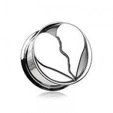 Broken Heart Heartbreaker Hollow Steel Double Flared Ear Gauge Plug