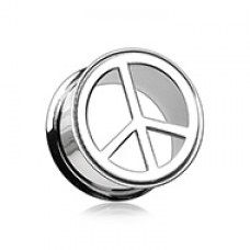 Peace Top Hollow Steel Double Flared Ear Gauge Plug