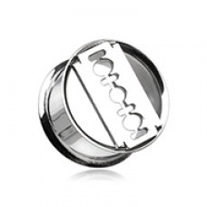 Razor Blade Hollow Steel Double Flared Ear Gauge Plug