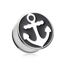 Classic Sailor Anchor Double Flared Ear Gauge Plug