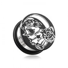 Day of the Dead Gypsy Hollow Back Single Flared Ear Gauge Plug
