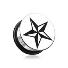Nautical Star Hollow Back Single Flared Ear Gauge Plug