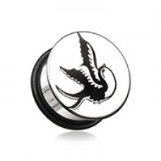 Swallow Plate Hollow Back Single Flared Ear Gauge Plug